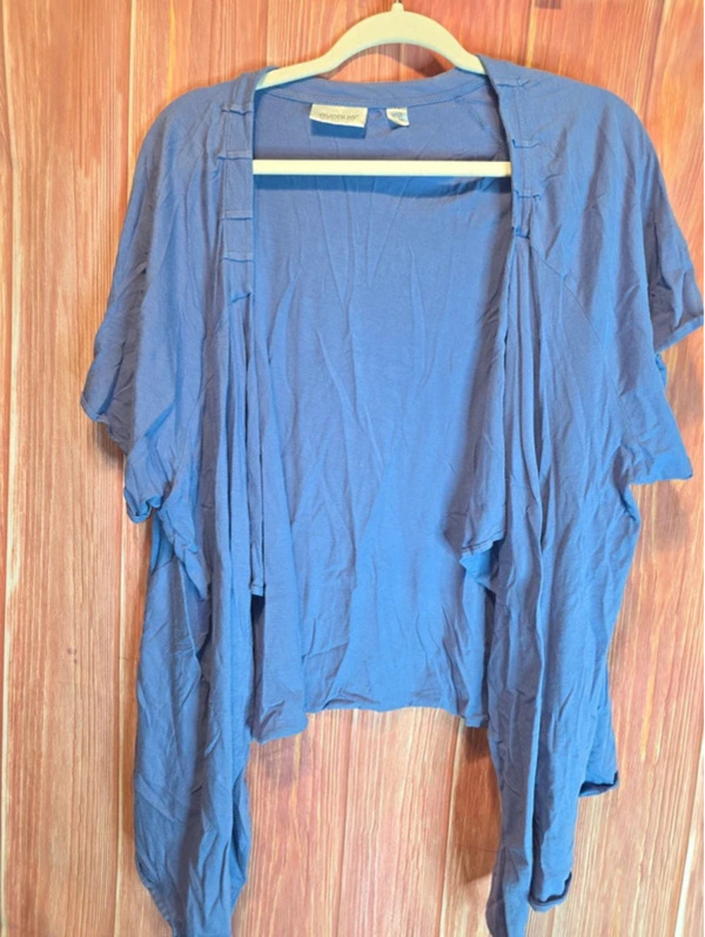 Avenue Periwinkle Blue Open Front Waterfall Draped Cardigan Shrug 26/28